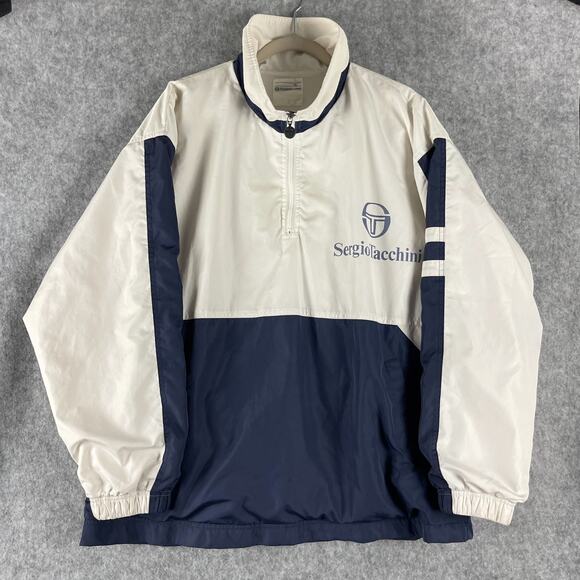 VTG Sergio Tacchini Windbreaker Pullover Jacket Mens Large 1/4 Zip Golf Tennis - Picture 1 of 16